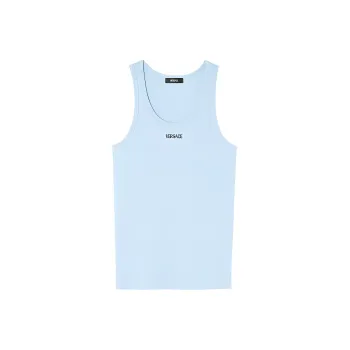 VERSACE Logo embroidered Ribbed Tank Top