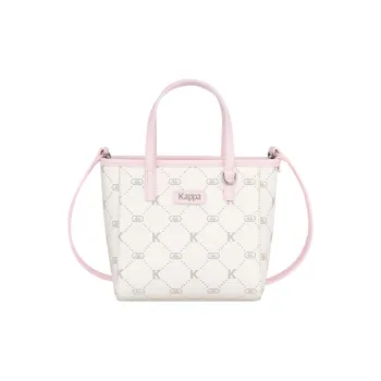Kappa Matte Leather Basket Bag, Small Tote, One Shoulder, Crossbody, Commuter Bag Women's Milk Foam Pink