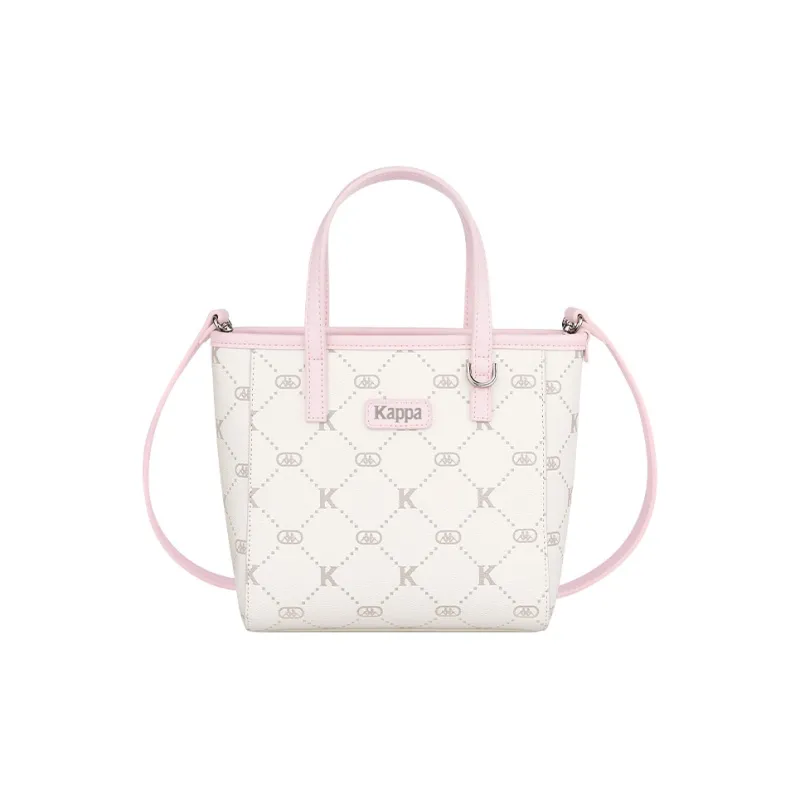 Kappa Matte Leather Litchi Grain Basket Bag, Small Tote, One Shoulder, Crossbody, Commuter Bag Women's Milk Foam Pink-0