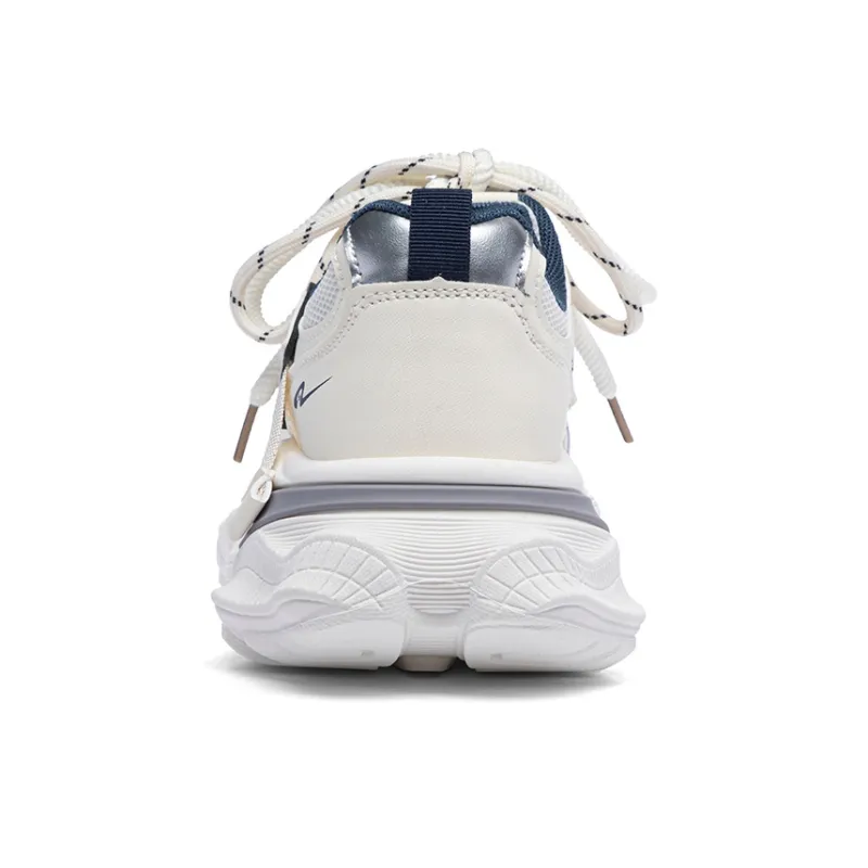 RENBEN Anti Slip And Wear Resistant Height Increasing Low Top Chunky Sneakers Women's White Blue-3