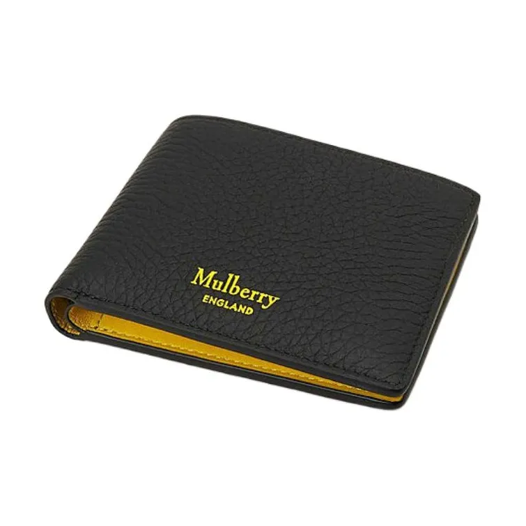 Mulberry Leather Wallet Men's Black & Yellow-3