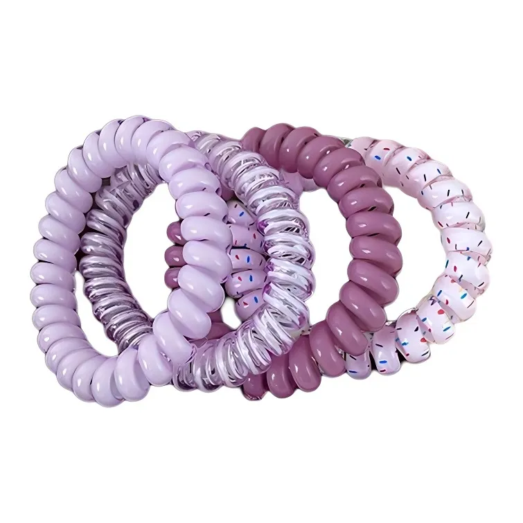 CUCX Rainbow Gradient Hair Tie With Seamless Hair Friendly Telephone Cord Design Portable-5