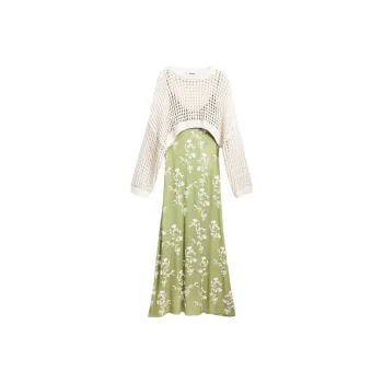 Desigual Two Piece Skirt Sets Women's White Green