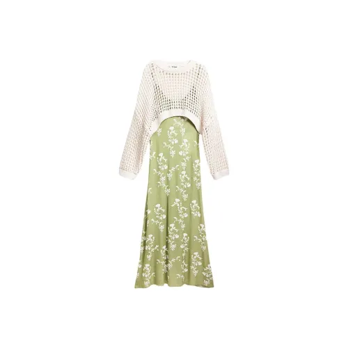 Desigual Two Piece Skirt Sets Women's White Green