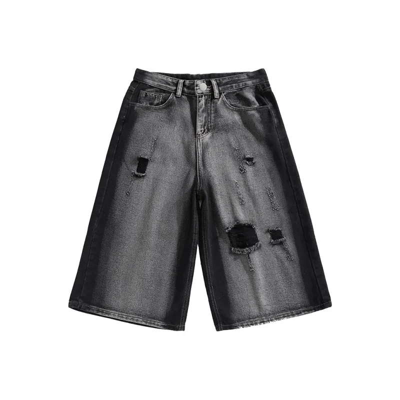 HKRXEC Denim Shorts Men Black-0