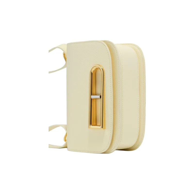 Delvau Alpina Calf Calfskin Shoulder Bag Women's Vanilla-4