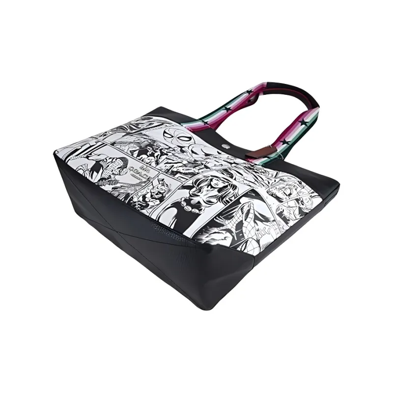 COACH X Marvel Collaboration Jes Leather Crossbody Bag, One Shoulder Handbag Large Size Women's Black White-3