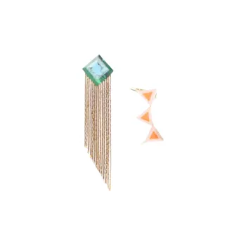FENDI 20th Century Plated Enamel Mismatched Drop Push Back Earrings Costume Earrings
