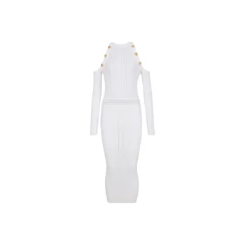 BALMAIN Long Sleeved Dresses Women's White