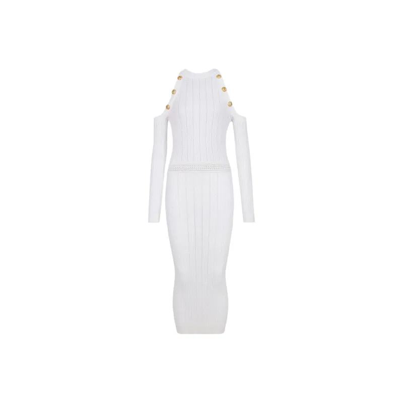 BALMAIN Long Sleeved Dresses Women's White-0