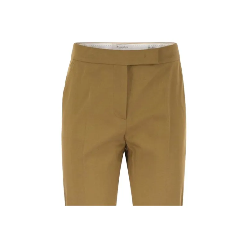MaxMara Okra Pleat Detailed Cropped Trousers-3