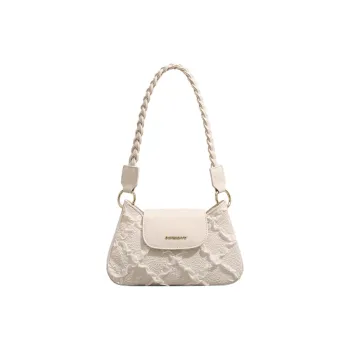 PESASRIE PU Shoulder Bag Women's Ecru