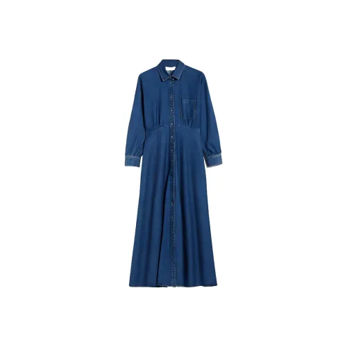 WEEKEND MaxMara Denim Shirt Dress Long Sleeved Dress Women's Blue