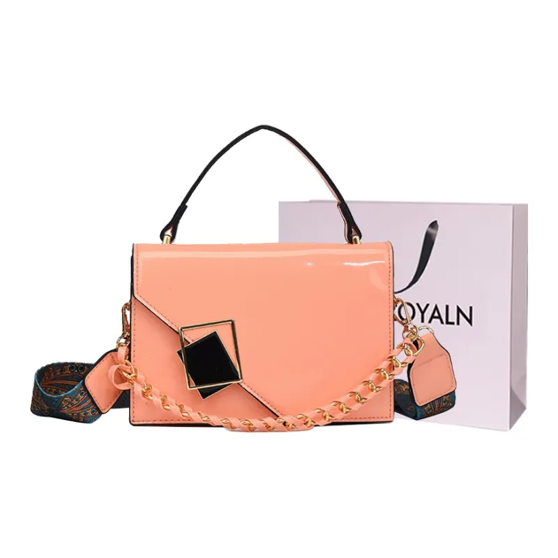LOUIS ROYALN PU One Shoulder Handbag Women's White/Black/Flesh Pink-6