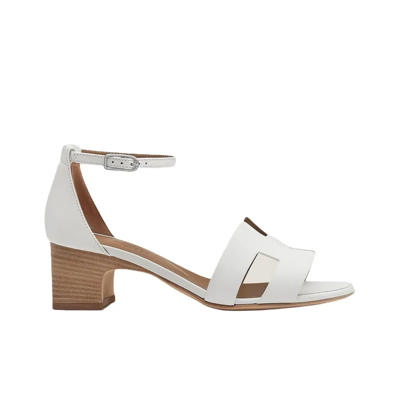 HERMES Encens One Strap Sandals 5cm Women's White-1