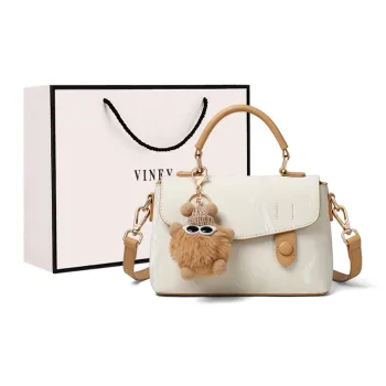VINEY Cow Leather Shoulder Bag, Crossbody Bag, Satchel Bag Regular Women's Beige Khaki