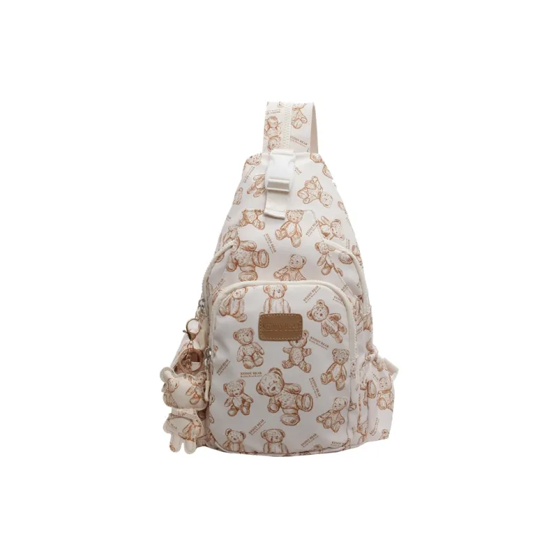 Yalu Canvas Sling Bag Backpack Unisex Black/Ecru/Pink-6