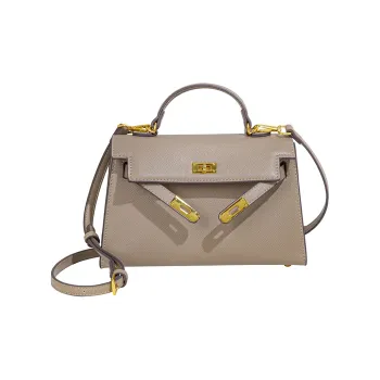 Bullrun Refined Fabric Kelly Bag, Shoulder Bag, Handbag Women's Elephant Gray/Ecru/Black
