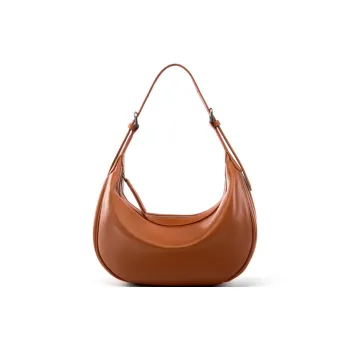 VANDEE Cow Leather Crescent Bag Handbag, Shoulder Bag Regular Women's Caramel/Black/Ecru