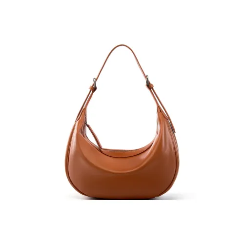 VANDEE Cow Leather Crescent Bag Handbag, Shoulder Bag Regular Women's Caramel/Black/Ecru