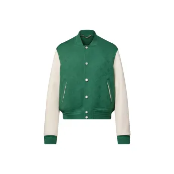 LOUIS VUITTON Leather Mix Monogram Varsity Jacket
