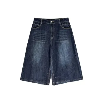 QISENYAR Denim Shorts Women's Washed Blue