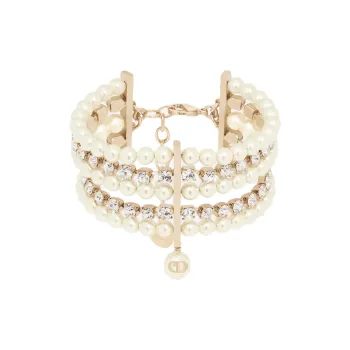 DIOR Metal, Resin, Faux Crystal Bangles Women's White