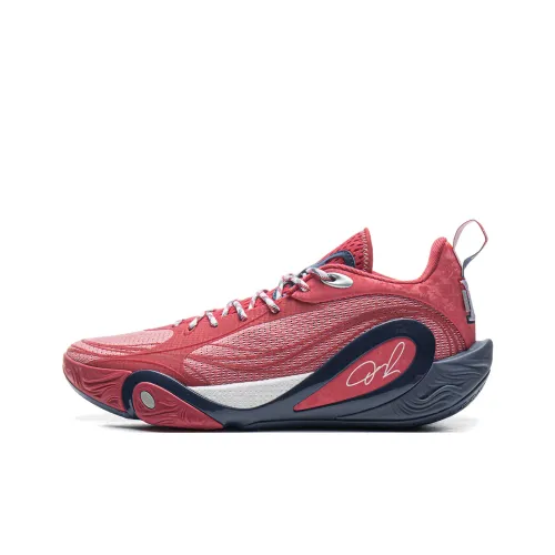 LiNing Cushioning, Slip Resistant, Abrasion Resistant, Rebound Grip Low Top Basketball Shoes Men's Intense Berry Red