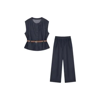 Mo Han Yi Mei Casual Suit Women's Dark Denim Blue