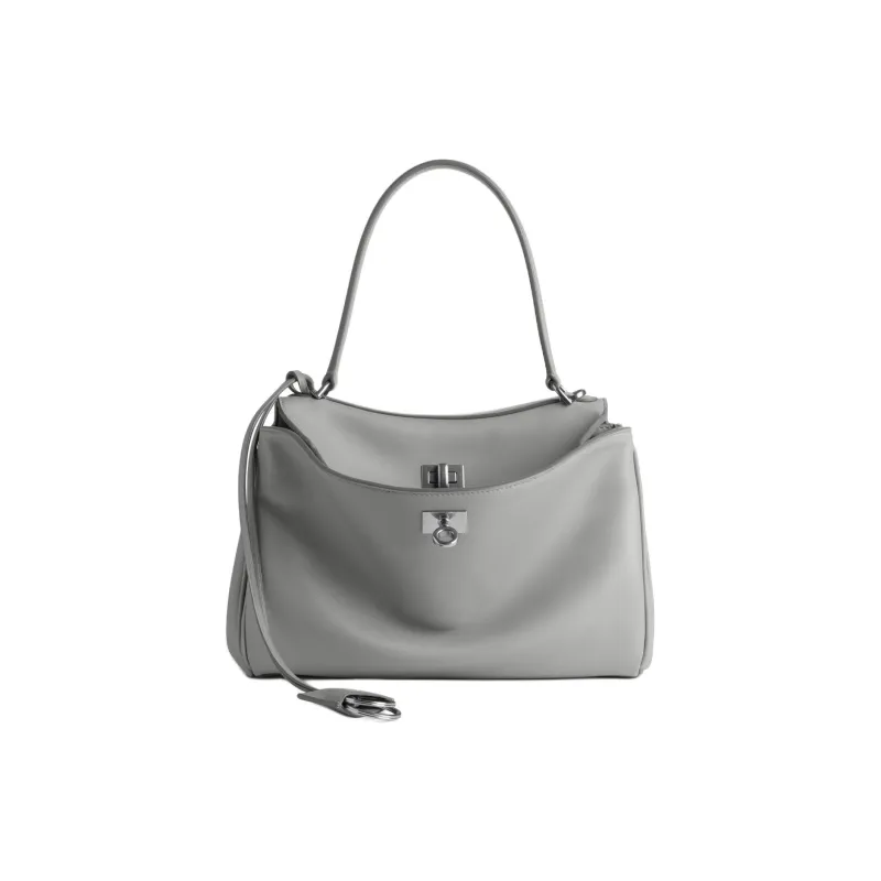 Balenciaga Rodeo Cow Leather One Shoulder Handbag Trumpets Women's Cloud Gray-0