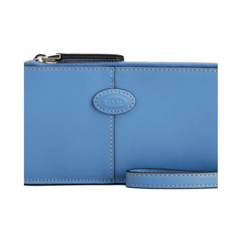 TOD'S Calfskin Eyeglass Pouch Trumpets Unisex Blue-3