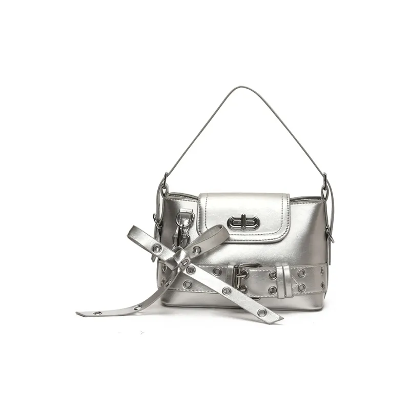 Yalu PU Shoulder Bag Women's Ecru/Black/Pink/Silver-12