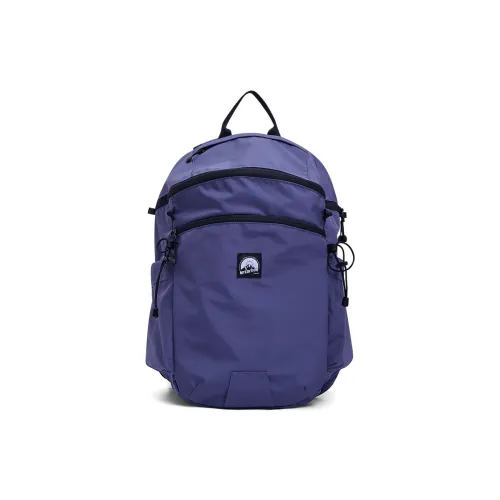 MYEDITION Fabric Backpack Large Size Unisex Black/Greige/Long Flower Basket Purple
