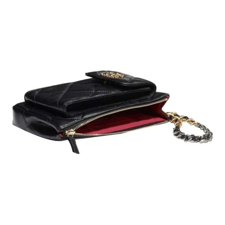 CHANEL 19Bag Lambskin Clutch Women's Black-2