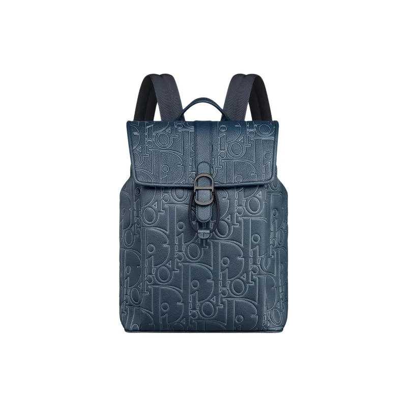 DIOR Grained Calfskin Backpack Men's Blue-0