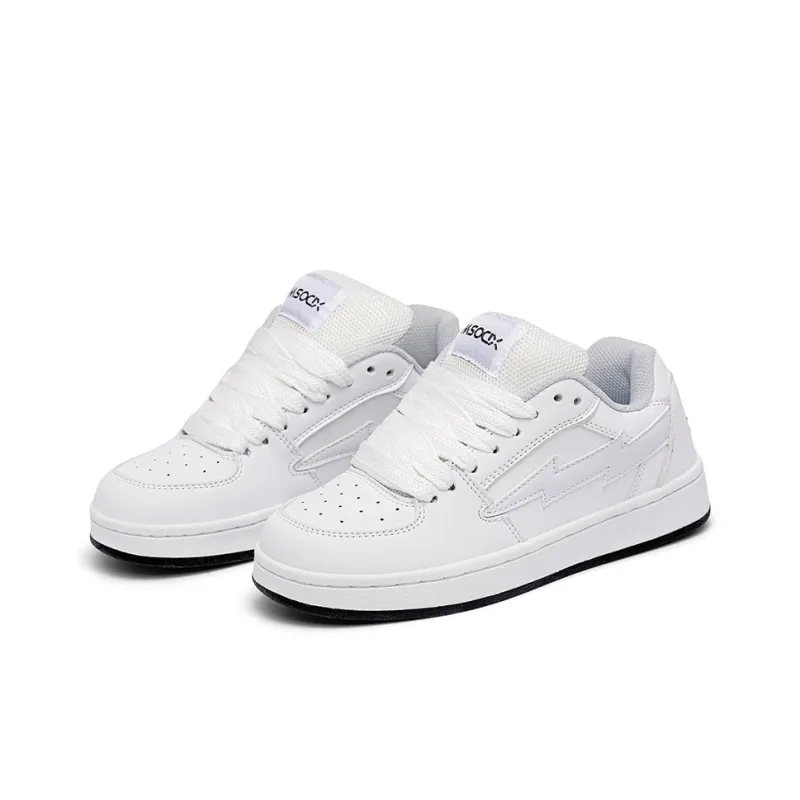 KATHRYN WILSON Height Increasing Abrasion Resistant Lightweight Slip Resistant Low Top Skateboard Shoes Unisex White-3