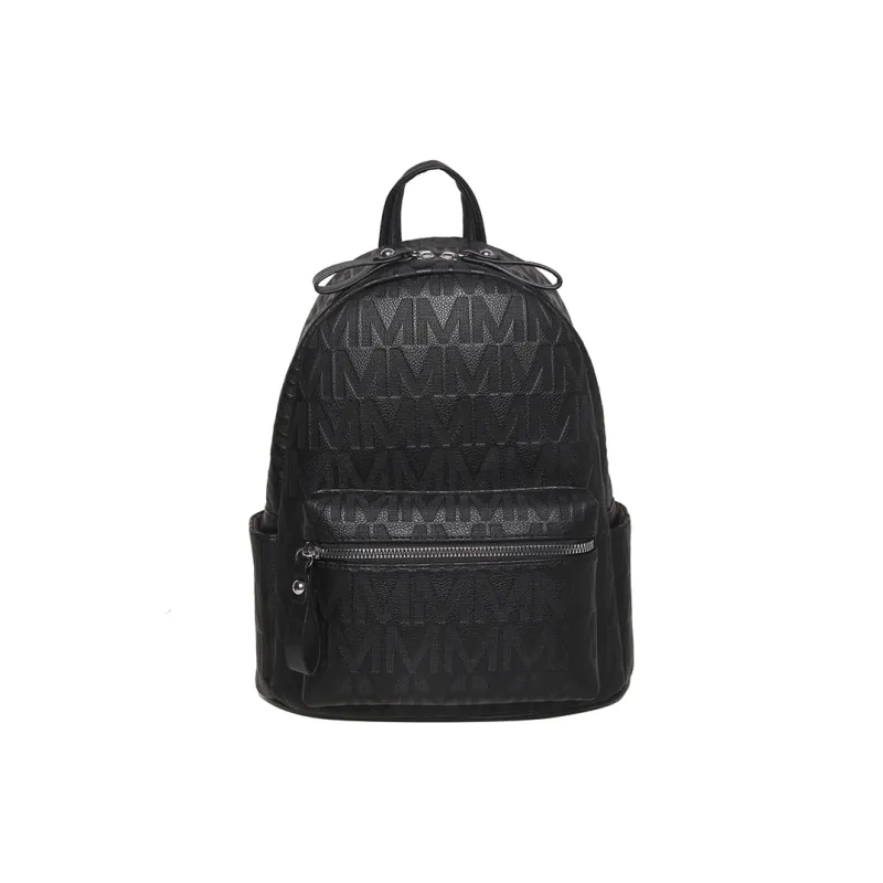 Yalu PU Backpack Women's Black/White-0