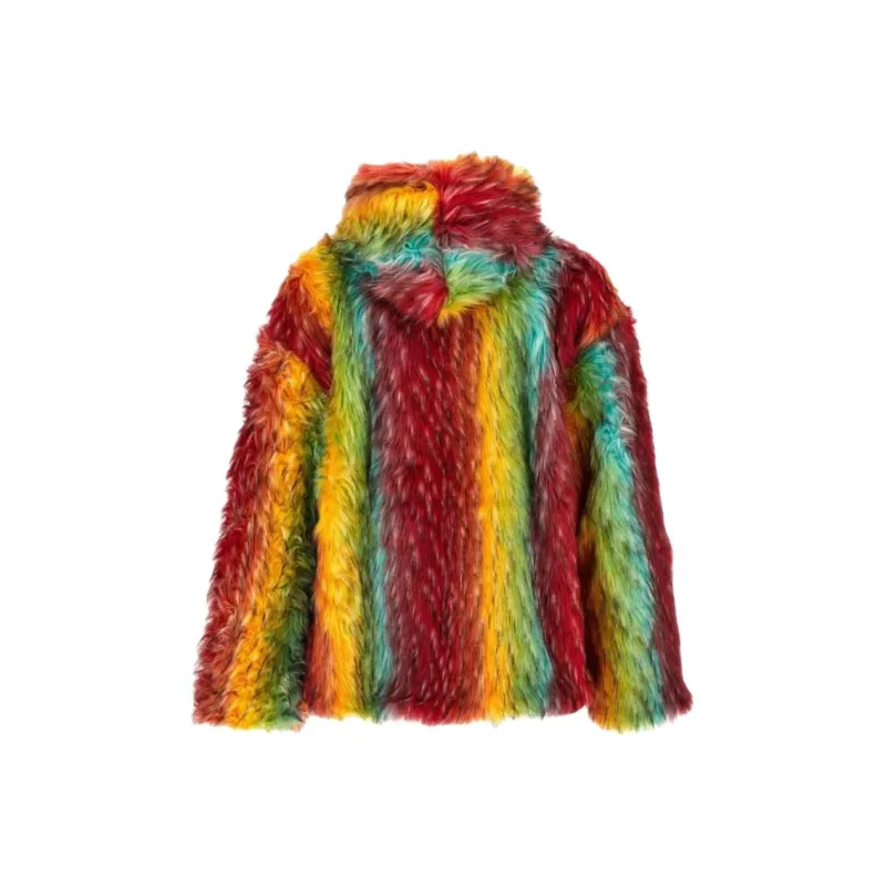 BLUEMARBLE Striped Reversible Faux-fur Hooded Jacket-1
