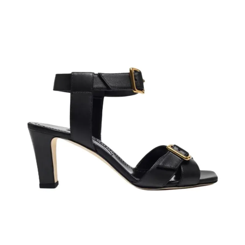 MANOLO BLAHNIK Shbealo One Strap Sandals 7cm Women's Black-1