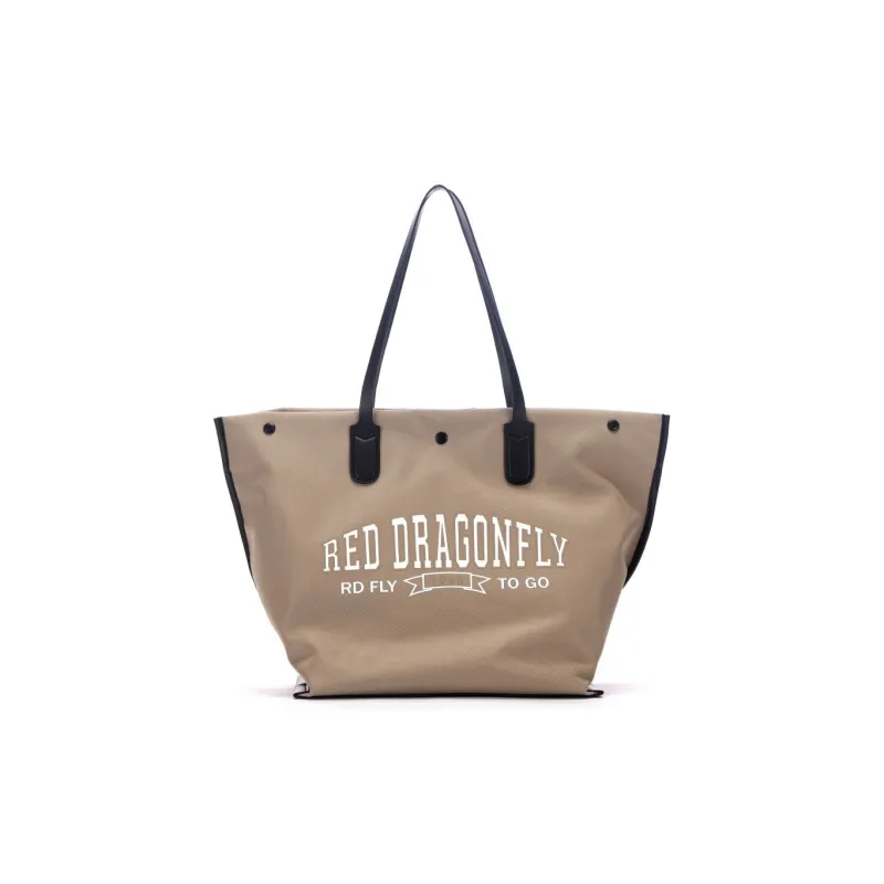 RED DRAGONFLY Fabric With Microfiber Synthetic Leather Tote Bag, Shopping Bag, Shoulder Bag Unisex Multicolor-0