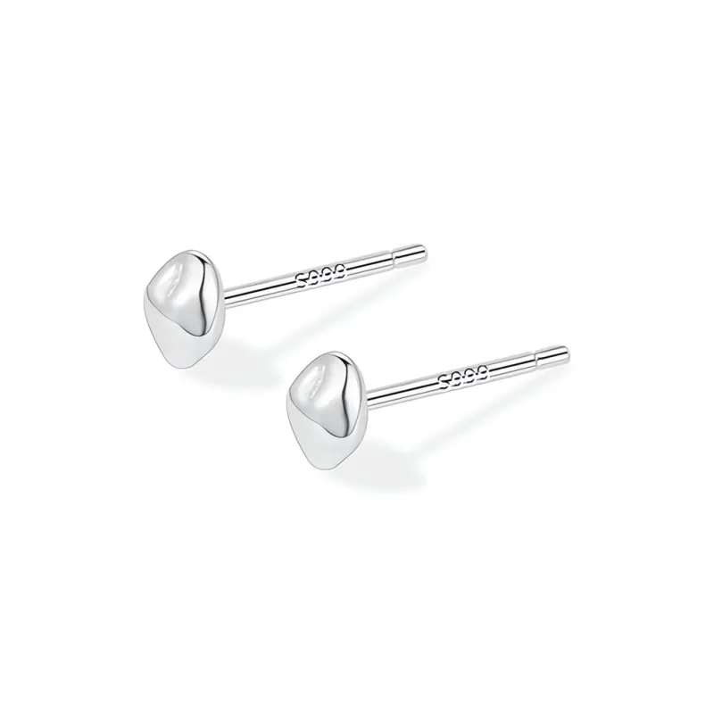 VEZA Sterling Silver Stud Earrings Unisex-1