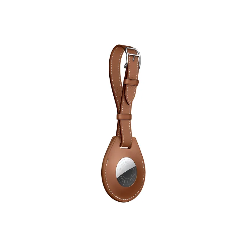 HERMES Apple AirTag Swift Calfskin Luggage Tag Unisex Gold-1