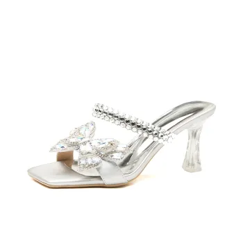 TATAYA Rubber Sole Rhinestone Slip Resistant Slide Slippers Women's