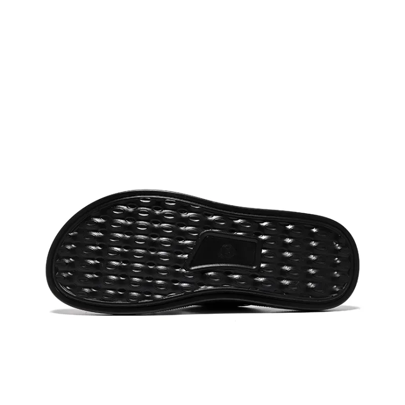 FULIBAOLUO Rubber Sole Slip Resistant Odor Resistant Slide Slippers Men's Black-3