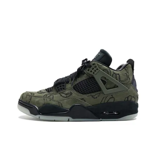 KAWS x Jordan Air Jordan 4 Anti Slip Wear Resistant Low Top Vintage Basketball Shoes Unisex Green