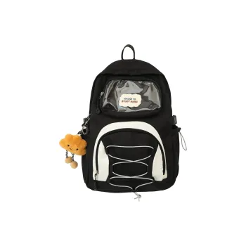 WICKBUEN Nylon Backpack Unisex Black/Purple/Yellow/Blue