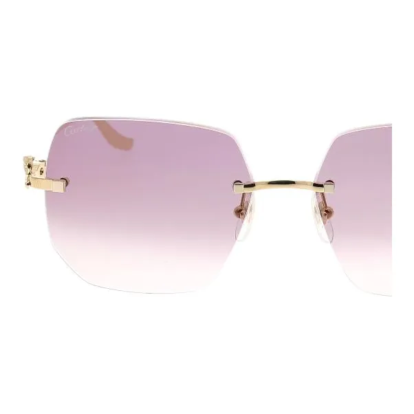 CARTIER Metal Rectangular Sunglasses Women's Gold-2