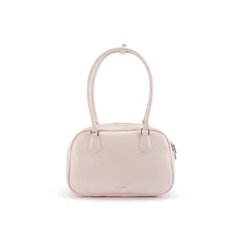 Soullight Cow Split Leather Boston Bag, Shoulder Bag, Crossbody Bag, Handbag Medium Size Women's Pink