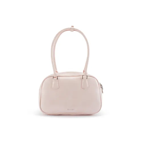 Soullight Cow Split Leather Boston Bag, Shoulder Bag, Crossbody Bag, Handbag Medium Size Women's Pink