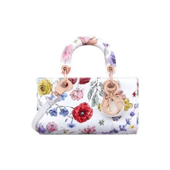 DIOR Lady D-JOY Embroidered Denim Shoulder Bag Crossbody Bag Handbag Extra Mini Women's Multicolor/White